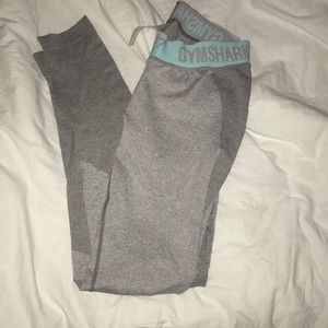 Small grey and light blue teal Gym Shark leggings